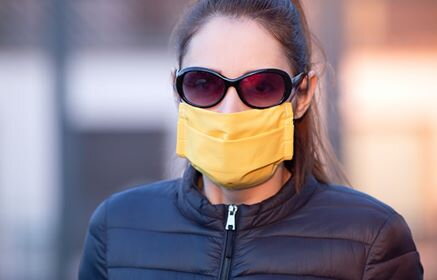 Mund-Nasen-Maske 2-Lagig PRX Texton PP + Vorfilter aus 100 % Baumwolle mit LOGO-Motiv, Packung -100 Stck.